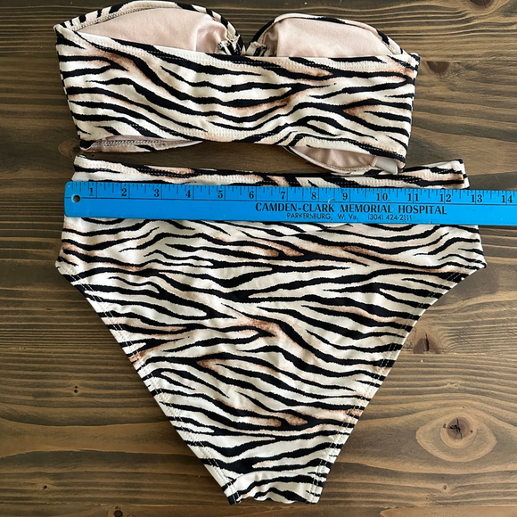 Cabana del Sol Women’s Strapless Bandeau Bikini Set Black/White Zebra S - Picture 5 of 6